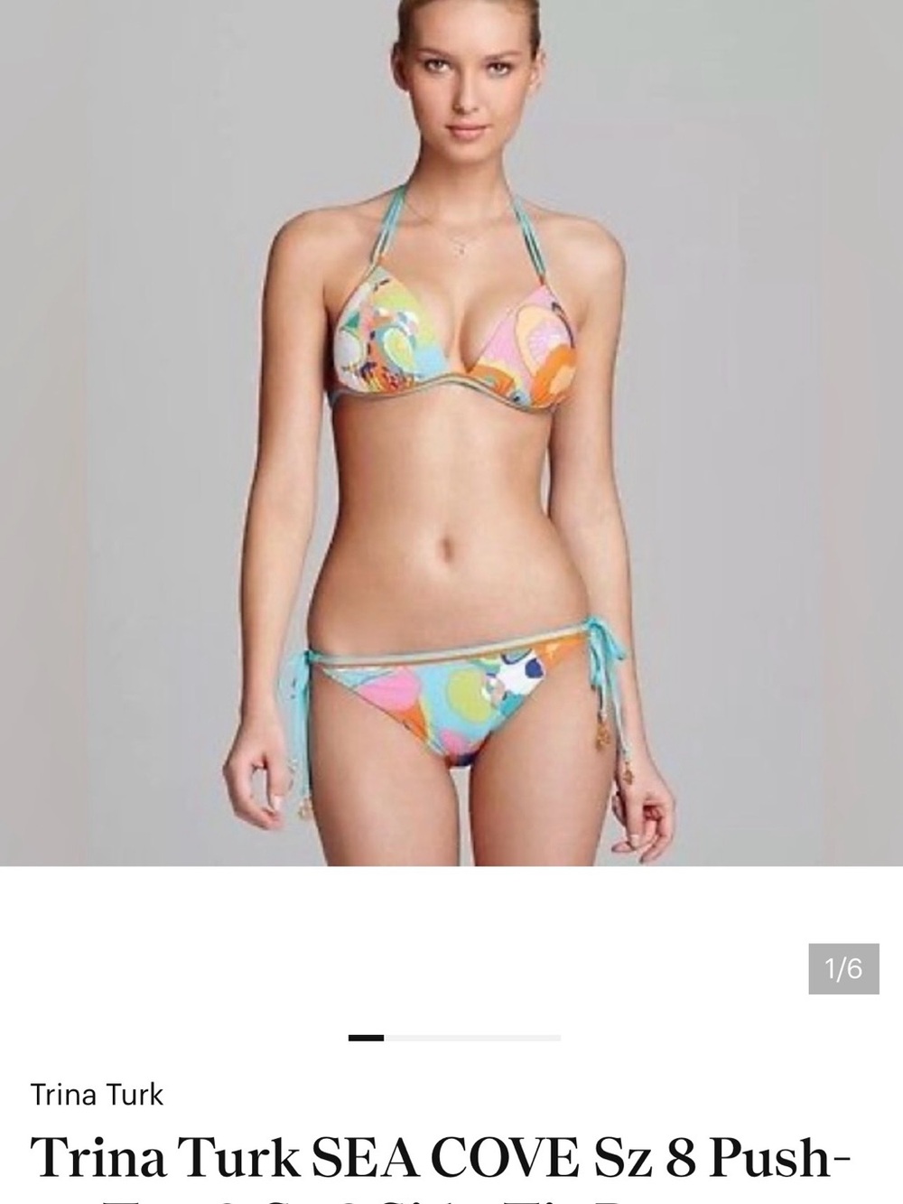 Trina Turk Multicolor Halter Bikini — Aqua, Pink, Orange, Yellow